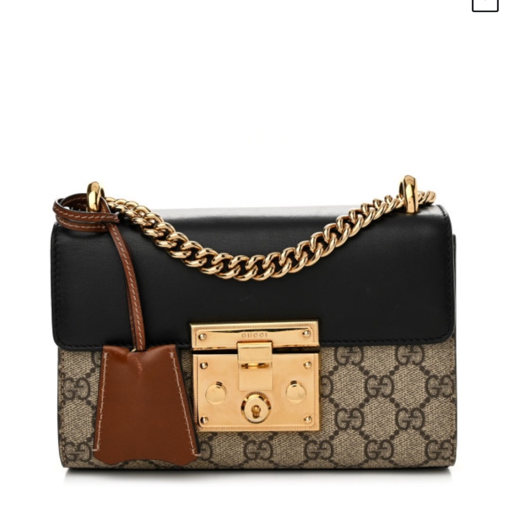 GG supreme monogram calfskin small padlock bag.